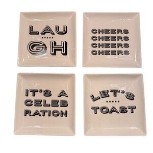 Modern Expressions Porcelain Appetizer Plates Set of 4 Cheers Celebration 5.5in